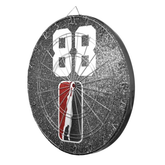 Red and Black Glitter Basketball Team Jersey Dartbord (Voorkant Rechts)