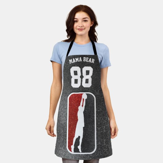 Red and Black Glitter Basketball Team Jersey Schort (Gedragen)