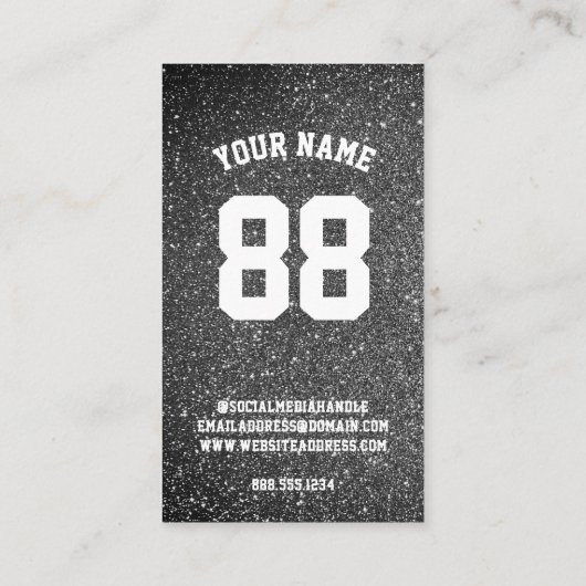 Red and Black Glitter Basketball Team Jersey Visitekaartje (Achterkant)