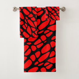 Red and Black Gothic Organic Web Pattern Bad Handdoek