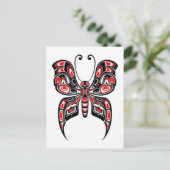 Red and Black Haida Spirit Butterfly on White Briefkaart (Staand voorkant)