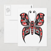 Red and Black Haida Spirit Butterfly on White Briefkaart (Voorkant / Achterkant)