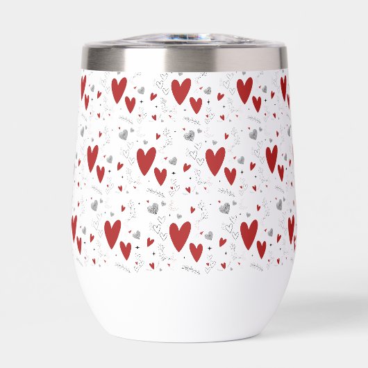 Red and Black Hand Drawn Doodle Hearts (Voorkant)