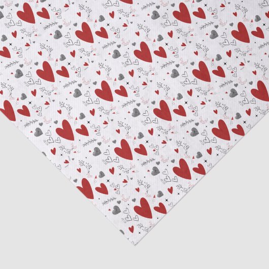 Red and Black Hand Drawn Doodle Hearts Tissuepapier (Detail)