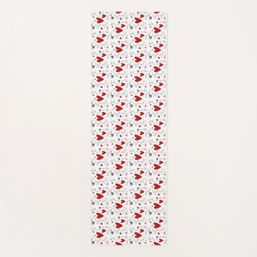 Red and Black Hand Drawn Doodle Hearts Yogamat (Voorkant)