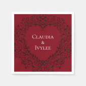 Red and Black Heart Gothic Wedding Napkins Servet (Voorkant)
