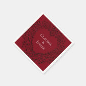 Red and Black Heart Gothic Wedding Napkins Servet (Hoek)