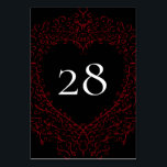 Red and Black Heart Gothic Wedding Table Number Kaart<br><div class="desc">Dit is een mooi huis,  Red & Black Heart Gothic Wedding Table Number are dark,  yet lovely with our artistic scroll design. They are designed in a collection of several items so your whole wedding can be coordinated with the same style!</div>