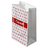 Red and Black Hearts Custom Monogram Name Klein Cadeauzakje (Voorkant Gekanteld)