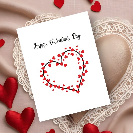 Red and Black Hearts Valentines Design Aankondigingskaart