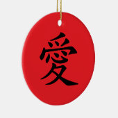 Red and Black Kanji Love Symbol Keramisch Ornament (Rechts)