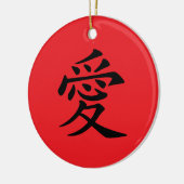 Red and Black Kanji Love Symbol Keramisch Ornament (Links)