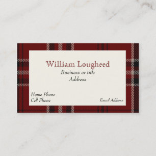 Red and Black Lougheed Scottish Tartan Pset Visitekaartje