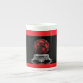 Red And Black Mandelbrot Sphere On Silver Pedestal Porselein Kop (Voorkant)