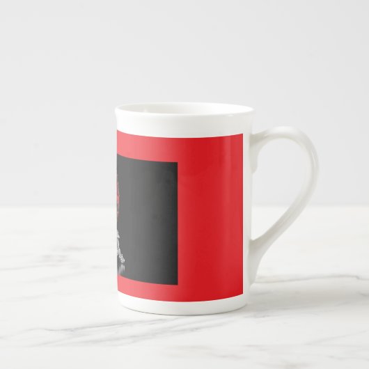 Red And Black Mandelbrot Sphere On Silver Pedestal Porselein Kop (Rechts)