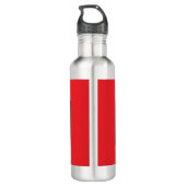 Red And Black Mandelbrot Sphere On Silver Pedestal Waterfles (Achterkant)