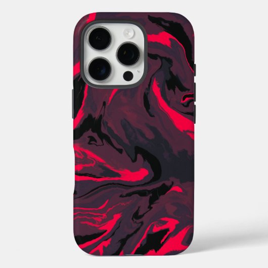 Red and Black Marble Swirl Abstract Phone Case (Achterkant)