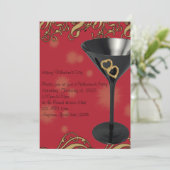 Red and Black Martini Valentijn Party Invitation Kaart (Staand voorkant)