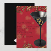 Red and Black Martini Valentijn Party Invitation Kaart (Voorkant / Achterkant)