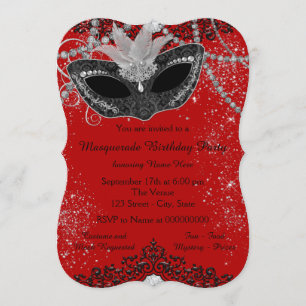 Red and Black Masquerade Party Kaart