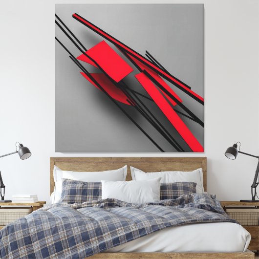 Red and Black Minimalist Modern Abstract Canvas Afdruk (Insitu (Slaapkamer))
