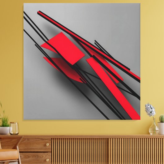  Red and Black Minimalist Modern Abstract Canvas Afdruk (Insitu (Woonkamer))