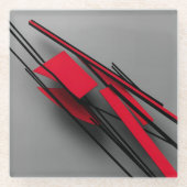  Red and Black Minimalist Modern Abstract Glazen Onderzetter (Voorkant)