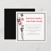 Red and Black Modern Botanical Reception Only | Kaart (Voorkant / Achterkant)