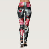 Red and Black Patch Work Pocket Gingham Leggings (Achterkant)
