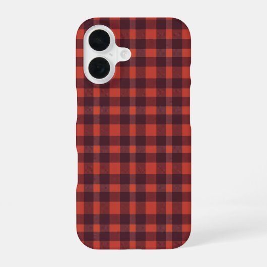 Red and Black Plaid Checkered Pattern iPhone 16 Hoesje (Achterkant)