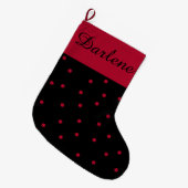 Red and Black Polka Dot: Grote Kerstsok (Voorkant (Hangend))