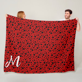 Red and black polka dots funny ladybug fleece deken