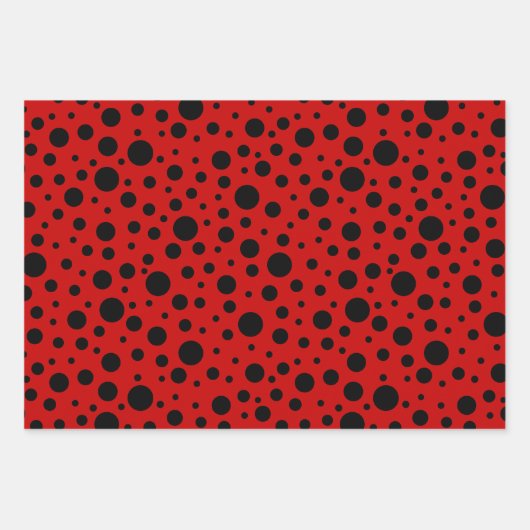 Red and black polka dots funny ladybug inpakpapier vel (Voorkant 3)
