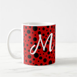 Red and black polka dots funny ladybug koffiemok