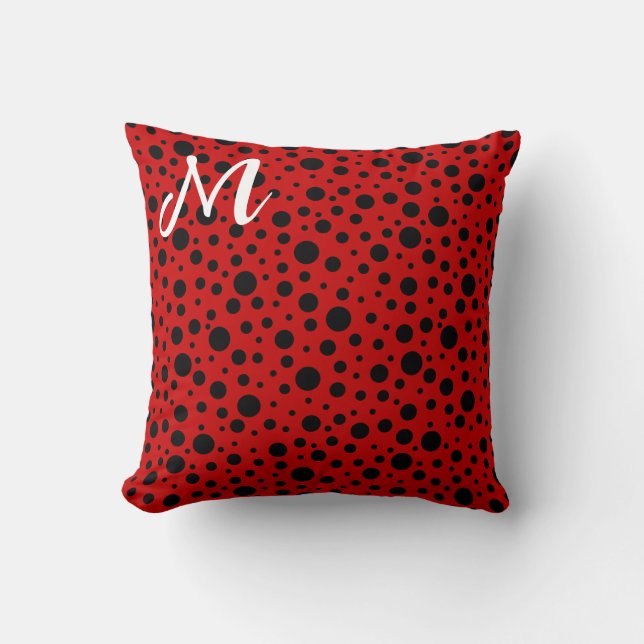 Red and black polka dots funny ladybug kussen (Voorkant)