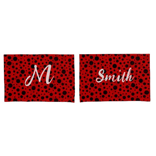 Red and black polka dots funny ladybug kussensloop (Voorkant-Set)