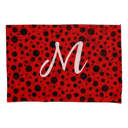 Red and black polka dots funny ladybug kussensloop (Voorkant-Links)