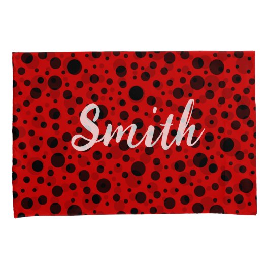 Red and black polka dots funny ladybug kussensloop (Voorkant-Rechts)