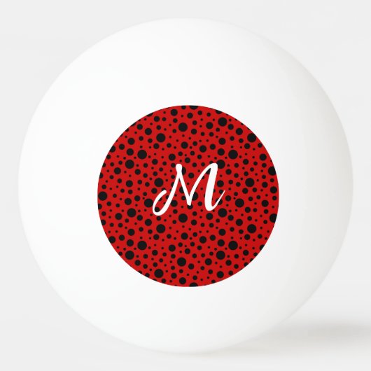 Red and black polka dots funny ladybug pingpongbal (Voorkant)