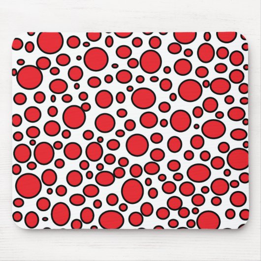 Red and Black Polka Dots Mousepad Muismat (Voorkant)