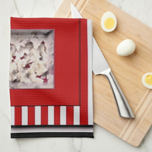 Red and Black Popcorn Kitchen Towel Theedoek (Quarter Fold)
