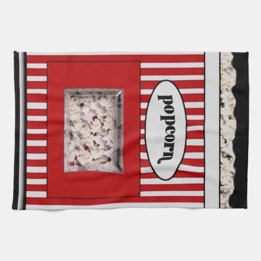 Red and Black Popcorn Kitchen Towel Theedoek (Horizontaal)