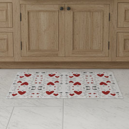 Red and Black Retro Hand Drawn Hearts Love  Deurmat