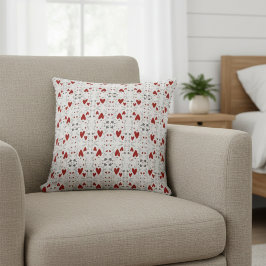 Red and Black Retro Hand Drawn Hearts Love  Kussen
