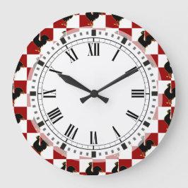 Red and Black Rooster Chicken Pattern Grote Klok