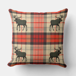 Red and Black Rustic Moose Plaid Pattern Kussen