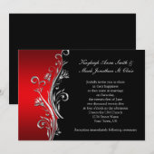Red and Black Silver  Swirls Wedding Aankondiging (Voorkant / Achterkant)