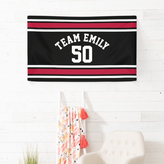 Red and Black Sports Jersey Custom Name Number Spandoek (Insitu)