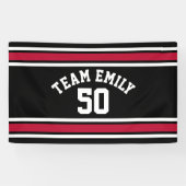 Red and Black Sports Jersey Custom Name Number Spandoek (Horizontaal)