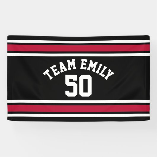 Red and Black Sports Jersey Custom Name Number Spandoek (Horizontaal)